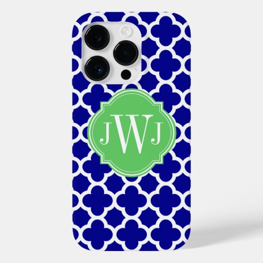 Coques Case-Mate iPhone Quatrefoil Royal Bleu et Motif blanc (Verso)