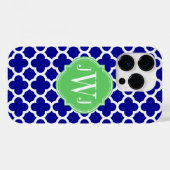 Coques Case-Mate iPhone Quatrefoil Royal Bleu et Motif blanc (Verso (horizontal))