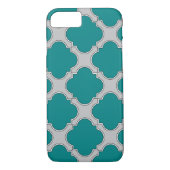 Coques Case-Mate iPhone Quatrefoil turquoise et gris (Dos)