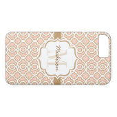 Coques Case-Mate iPhone Quatrefosse rose et or monogramme (Dos (Horizontal))