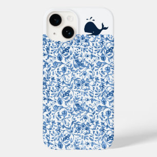 Coque Pour iPhone 14 Quelque chose Baleine Bleue Vintage modèle floral 