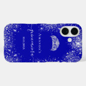 Coques Case-Mate iPhone Quinceanera royal bleu argent parties scintillant  (Verso (horizontal))