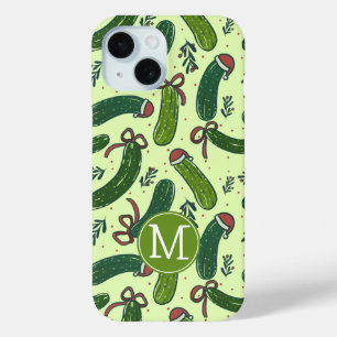 Coque Pour iPhone 15 Quirky Festive Pickles de Noël Motif