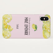 Coques Case-Mate iPhone Quote d'aquarelle aux citrons personnalisés roses (Dos (Horizontal))