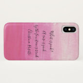 Coques Case-Mate iPhone Quote d'aquarelle rose peinte à la main (Dos (Horizontal))