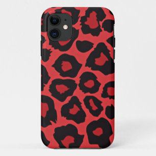 Coque iPhone 11 RAB Rockabilly Imprimé Léopard Rouge Noir