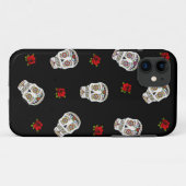 Coques Case-Mate iPhone RAB Rockabilly Sugar Skulls Roses sur fond noir (Dos (Horizontal))