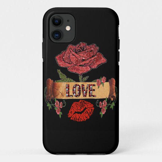 Coques Case-Mate iPhone RAB Rockabilly Valentine Roses, Love & Lipstick (Dos)