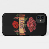 Coques Case-Mate iPhone RAB Rockabilly Valentine Roses, Love & Lipstick (Dos (Horizontal))