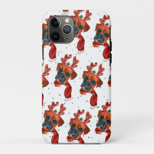 Case-Mate iPhone Case Race de Boxer Aquarelle Motif Chien Étoiles Noël