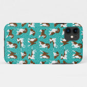 Coques Case-Mate iPhone race de chien beagle - turquoise (Dos (Horizontal))