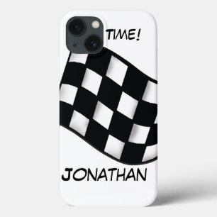 Case-Mate iPhone Case Race Noir Blanc À damiers Nom du drapeau Personnal