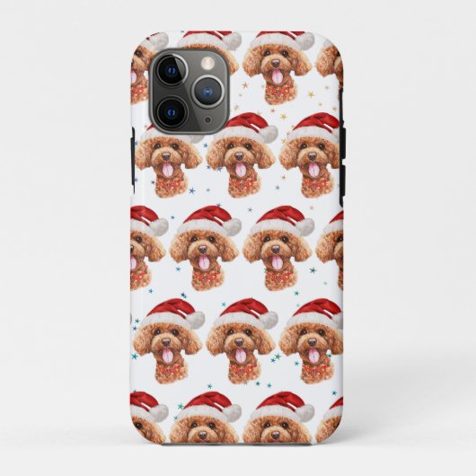 Coques Case-Mate iPhone Races de chiens caniches étoiles de Noël (Dos)