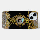 Coques Case-Mate iPhone Rachella Elegant Ebony Chic Monogramme (Verso (horizontal))