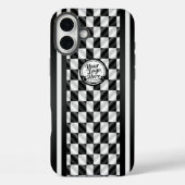 Coques Case-Mate iPhone Racing Checkered Black White Sport Logo (Verso)