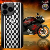 Coques Case-Mate iPhone Racing Checkered Black White Sport Logo