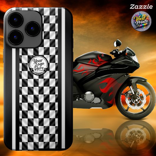 Coques Case-Mate iPhone Racing Checkered Black White Sport Logo