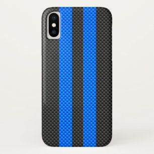 Coques Pour iPhone Racy Blue Carbon Fiber Style Racing Stripes
