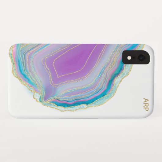 Coques Case-Mate iPhone *~* Rainbow Agate Gold Parties scintillant Pastel  (Dos (Horizontal))