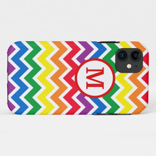 Coques Case-Mate iPhone Rainbow Chevron Initial (Dos (Horizontal))