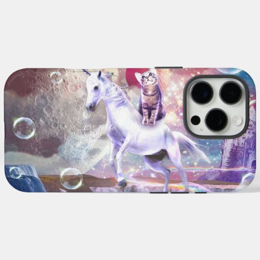 Coques Case-Mate iPhone Rainbow galaxy chat équitation licorne dans l'espa (Verso (horizontal))