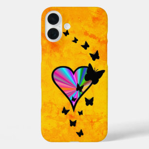 Coques iPhone 16 Plus Rainbow heart and Butterfly