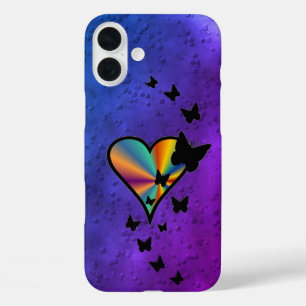 Coques iPhone 16 Plus Rainbow heart and Butterfly