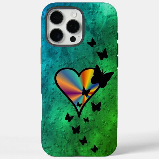 Coques Case-Mate iPhone Rainbow heart and Butterfly (Verso)