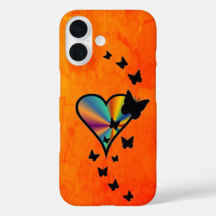 Coques iPhone 16 Rainbow heart and Butterfly