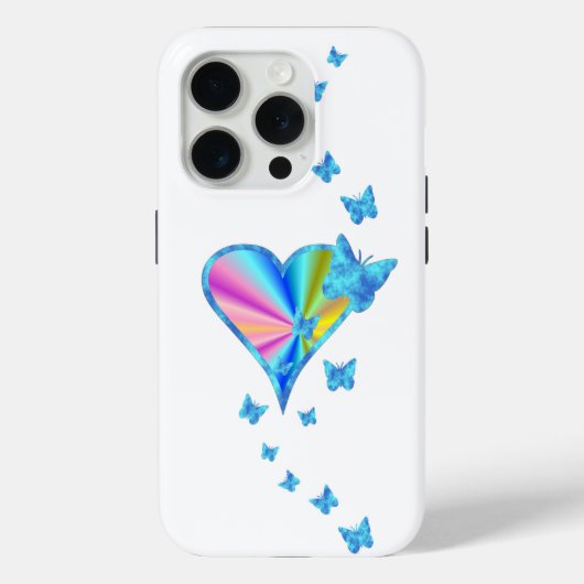 Coques Case-Mate iPhone Rainbow heart and Butterfly (Verso)
