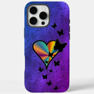 Coques iPhone 16 Pro Max Rainbow heart and Butterfly