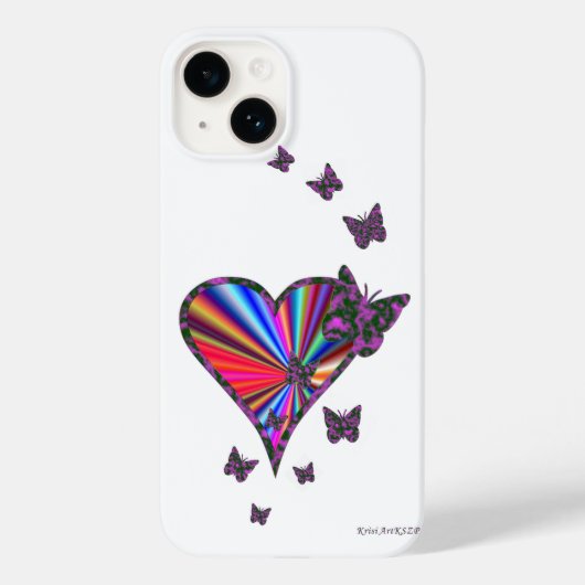 Coques Case-Mate iPhone Rainbow heart and Butterfly (Verso)