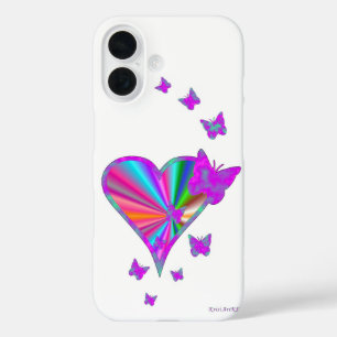 Coques iPhone 16 Rainbow heart and Butterfly
