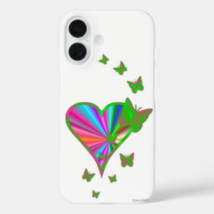 Coques iPhone 16 Rainbow heart and Butterfly