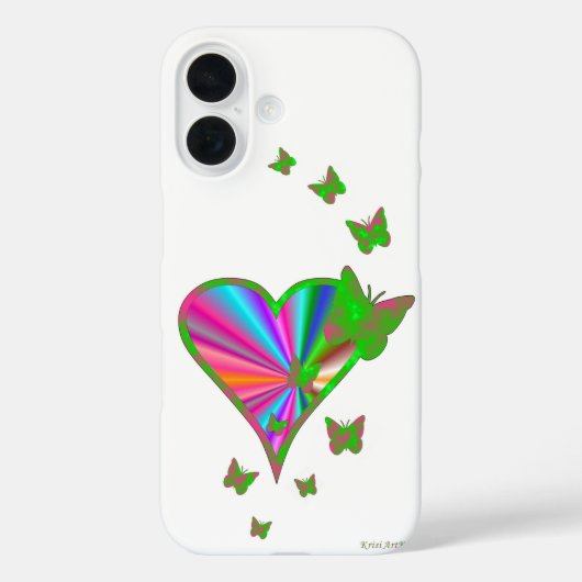 Coques Case-Mate iPhone Rainbow heart and Butterfly (Verso)