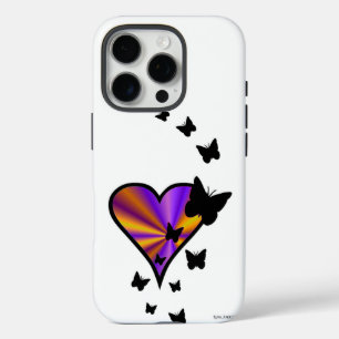 Coques iPhone 16 Pro Rainbow heart and Butterfly