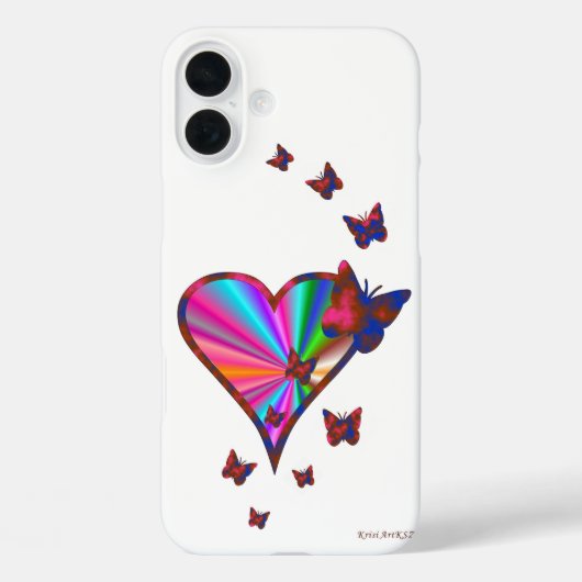 Coques Case-Mate iPhone Rainbow heart and Butterfly (Verso)