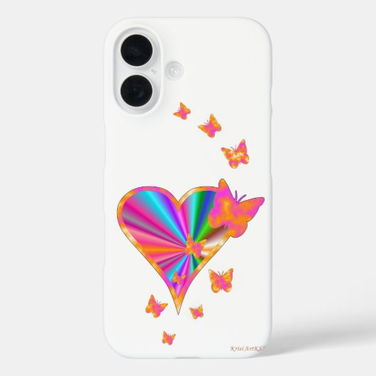 Coques Case-Mate iPhone Rainbow heart and Butterfly (Verso)