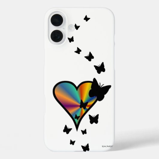 Coques Case-Mate iPhone Rainbow heart and Butterfly (Verso)
