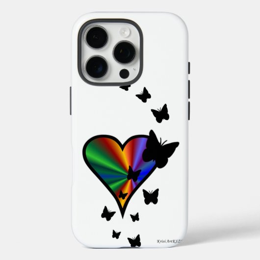 Coques Case-Mate iPhone Rainbow heart and Butterfly (Verso)