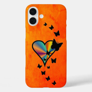 Coques iPhone 16 Plus Rainbow heart and Butterfly