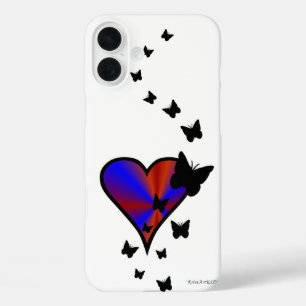 Coques iPhone 16 Plus Rainbow heart and Butterfly