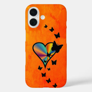 Coques iPhone 16 Rainbow heart and Butterfly