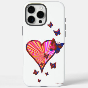 Coques iPhone 16 Pro Max Rainbow heart and Butterfly