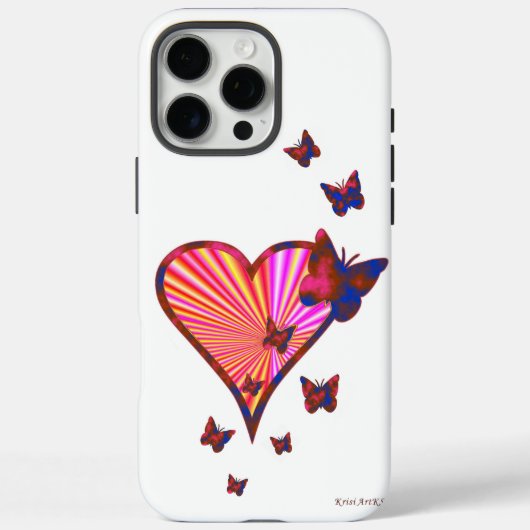 Coques Case-Mate iPhone Rainbow heart and Butterfly (Verso)
