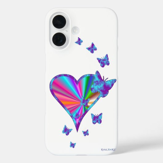 Coques Case-Mate iPhone Rainbow heart and Butterfly (Verso)
