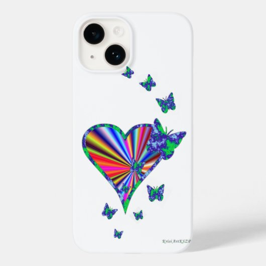 Coques Case-Mate iPhone Rainbow heart and Butterfly (Verso)