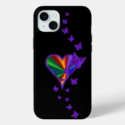 Coques Case-Mate iPhone Rainbow heart and Butterfly (Verso)