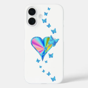 Coques iPhone 16 Rainbow heart and Butterfly