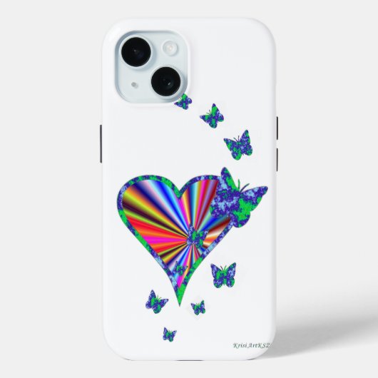 Coques Case-Mate iPhone Rainbow heart and Butterfly (Verso)